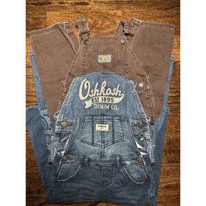 Lot 3 classic OshKosh B’gosh boys overalls 2 Blue denim 1 Brown corduroy pair